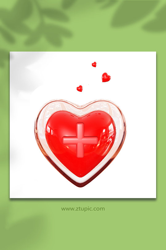 红色爱心国际红十字日创意元素模型