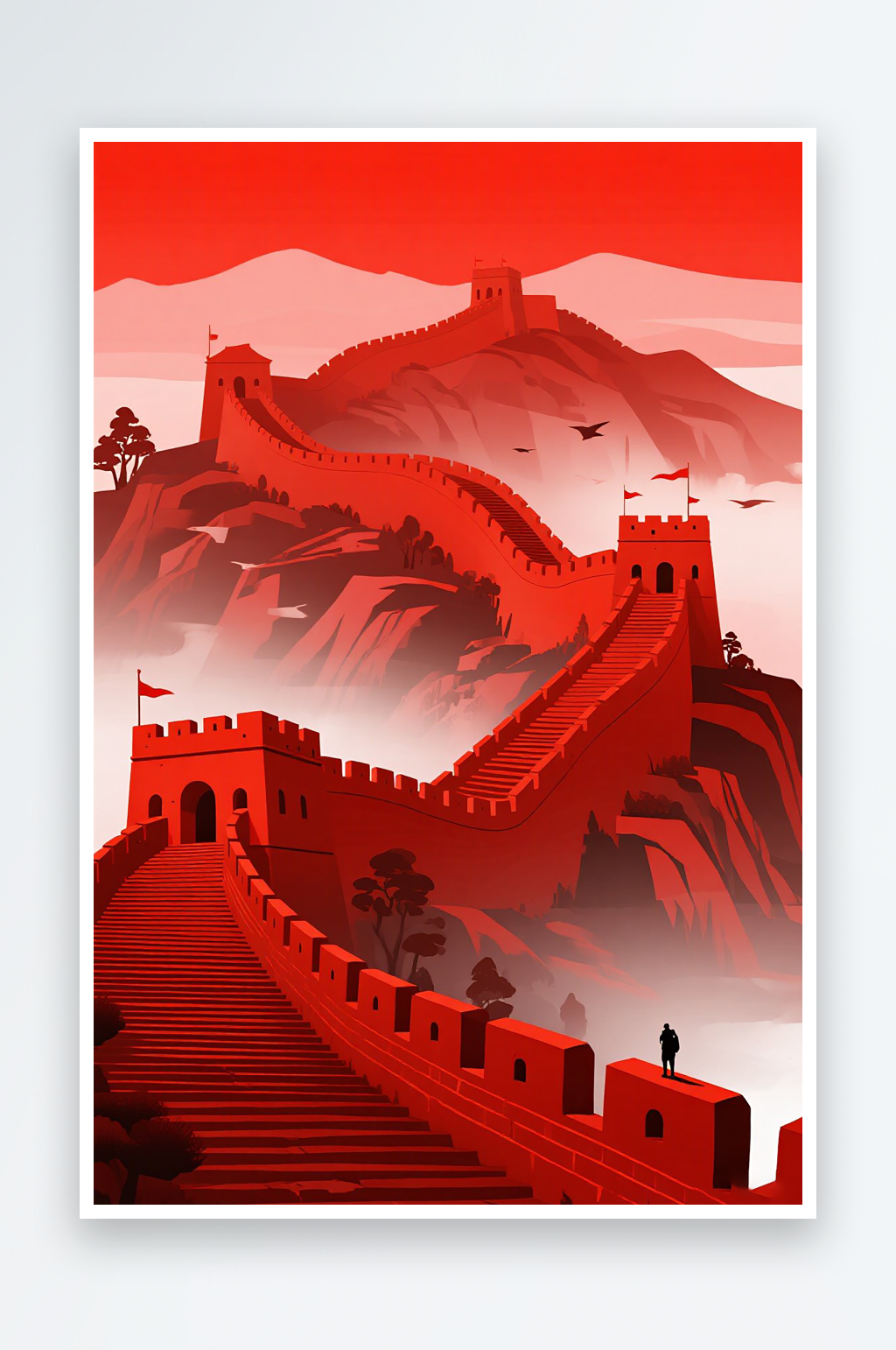 抽象的红色长城背景素材