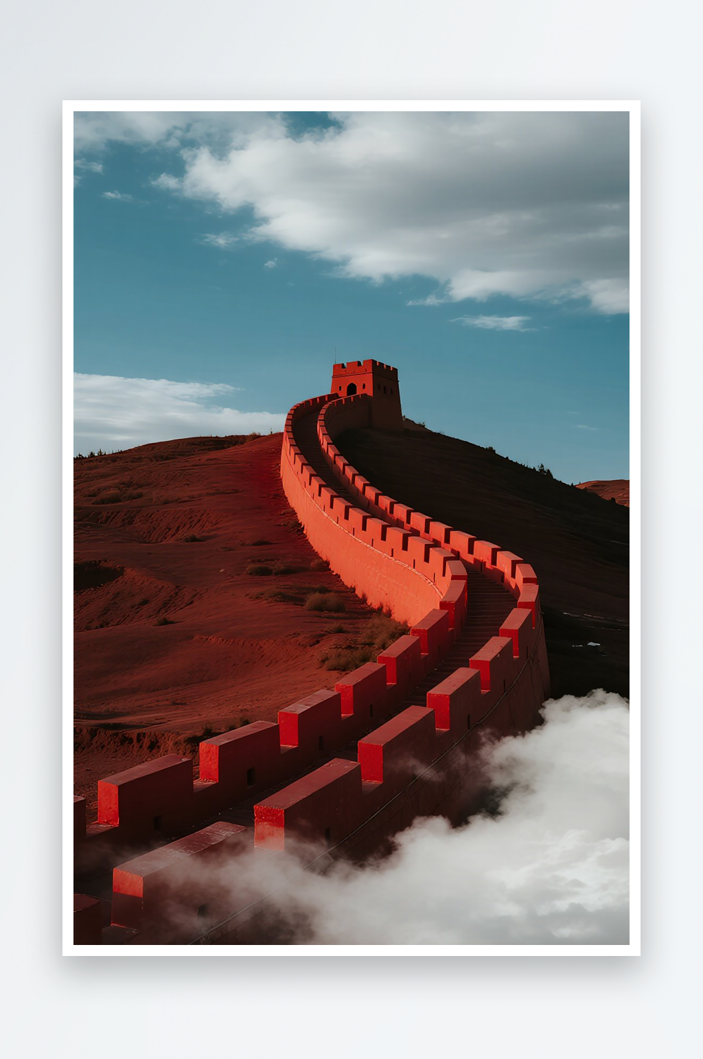 抽象的红色长城背景素材