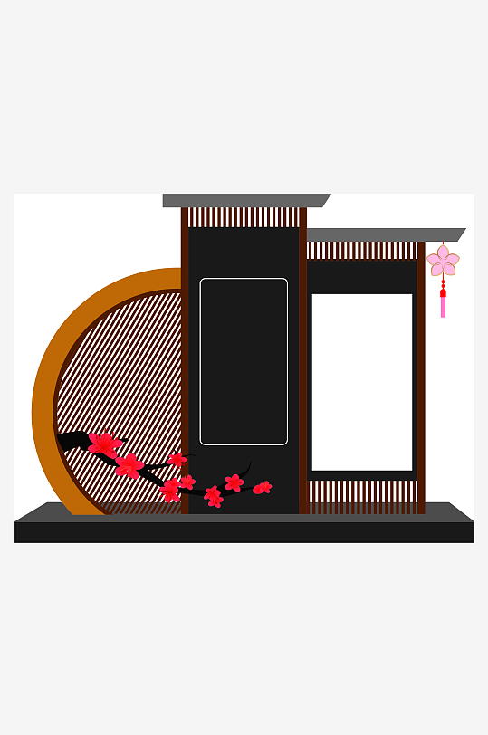 户外桃花古风导视栏-众图网