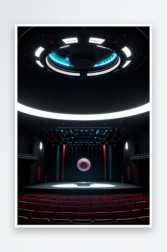 一个圆形光线的3D背景舞台
