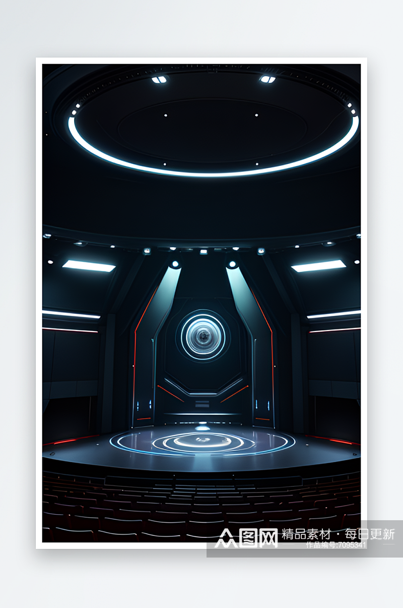 一个具有圆形光线的3D未来感电商背景舞台素材