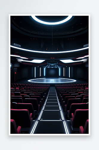 一个具有圆形光线的3D未来感电商背景舞台