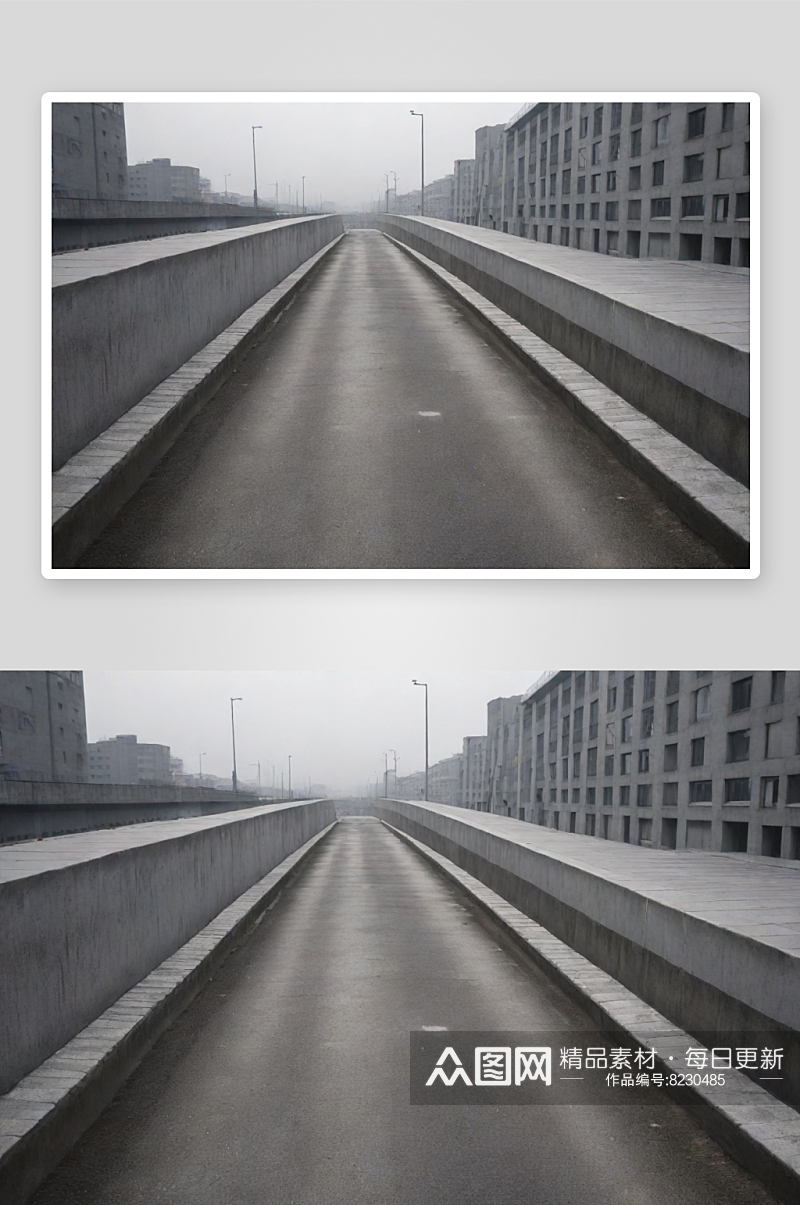 现实照片中的城市街道与灰色调的融合素材
