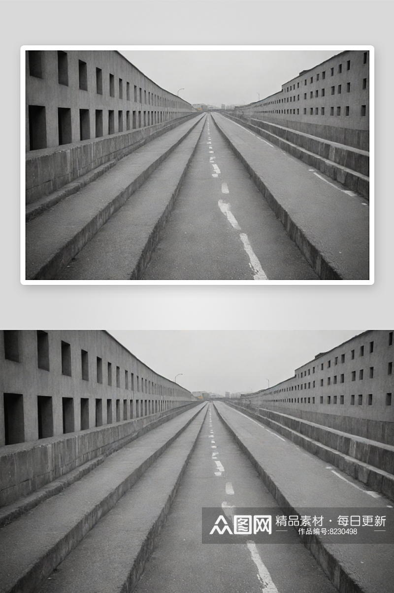 现实照片中的城市街道与灰色调的融合素材