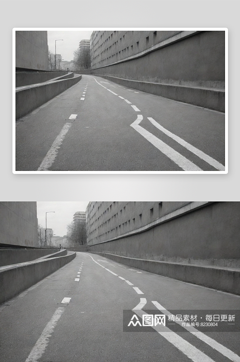 街道照片中的坡道元素与城市风貌素材