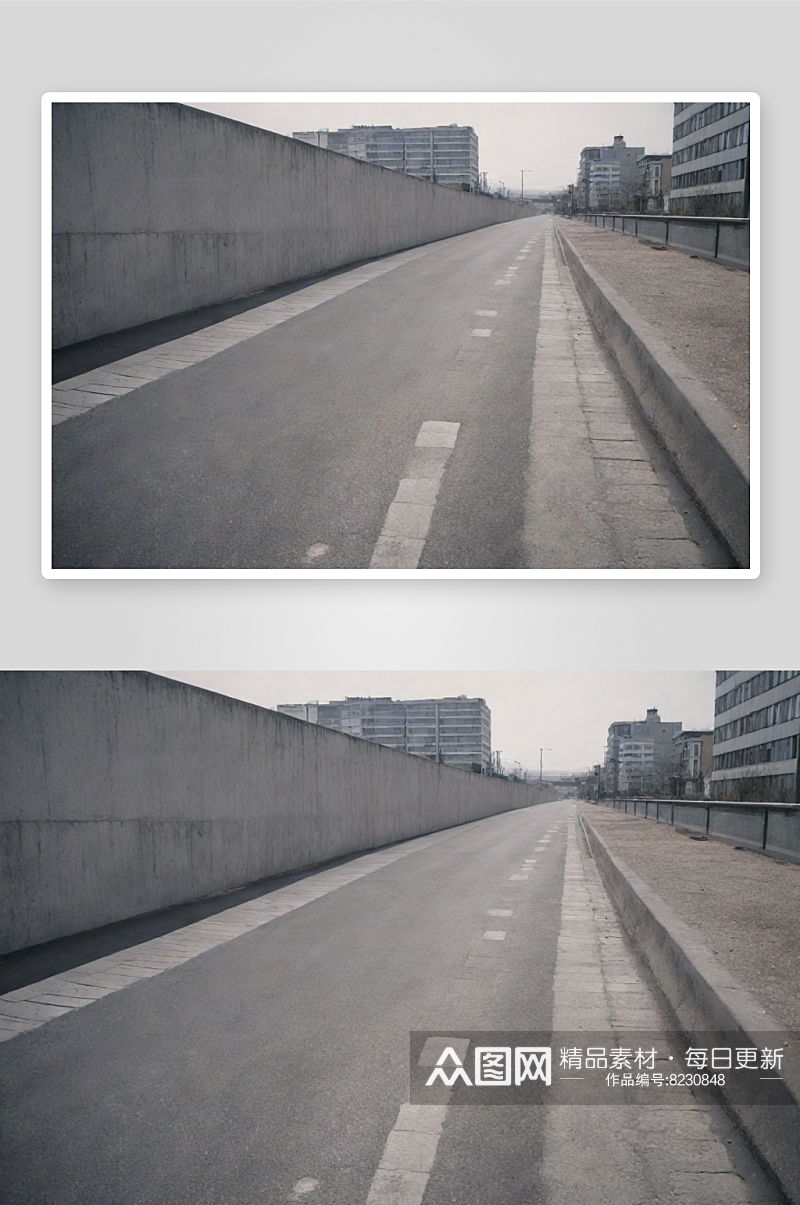 街道照片中的坡道元素与城市风貌素材