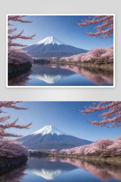 宁静之美湖面倒映富士山