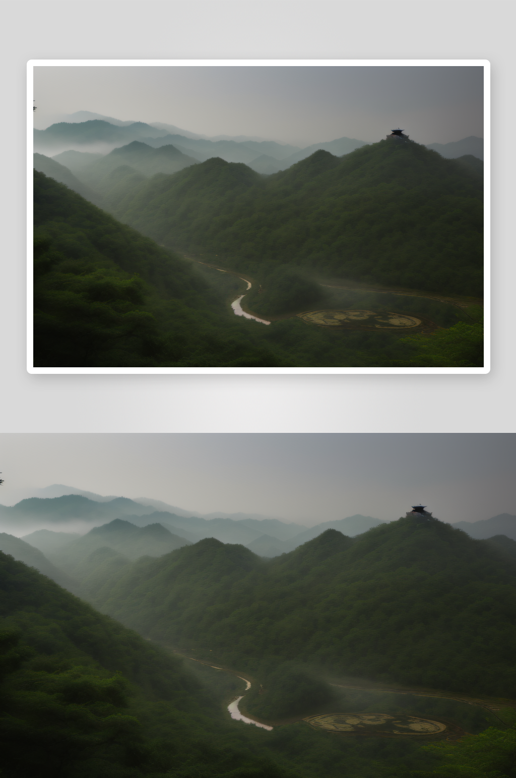 薄雾笼罩的武夷山神秘迷人的山谷风景素材