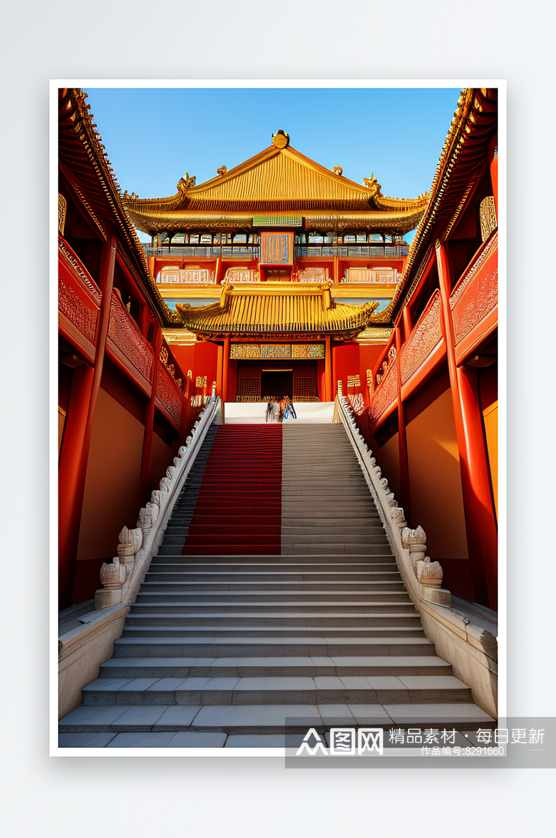 探索历史的奇迹北京故宫的壮丽城墙素材