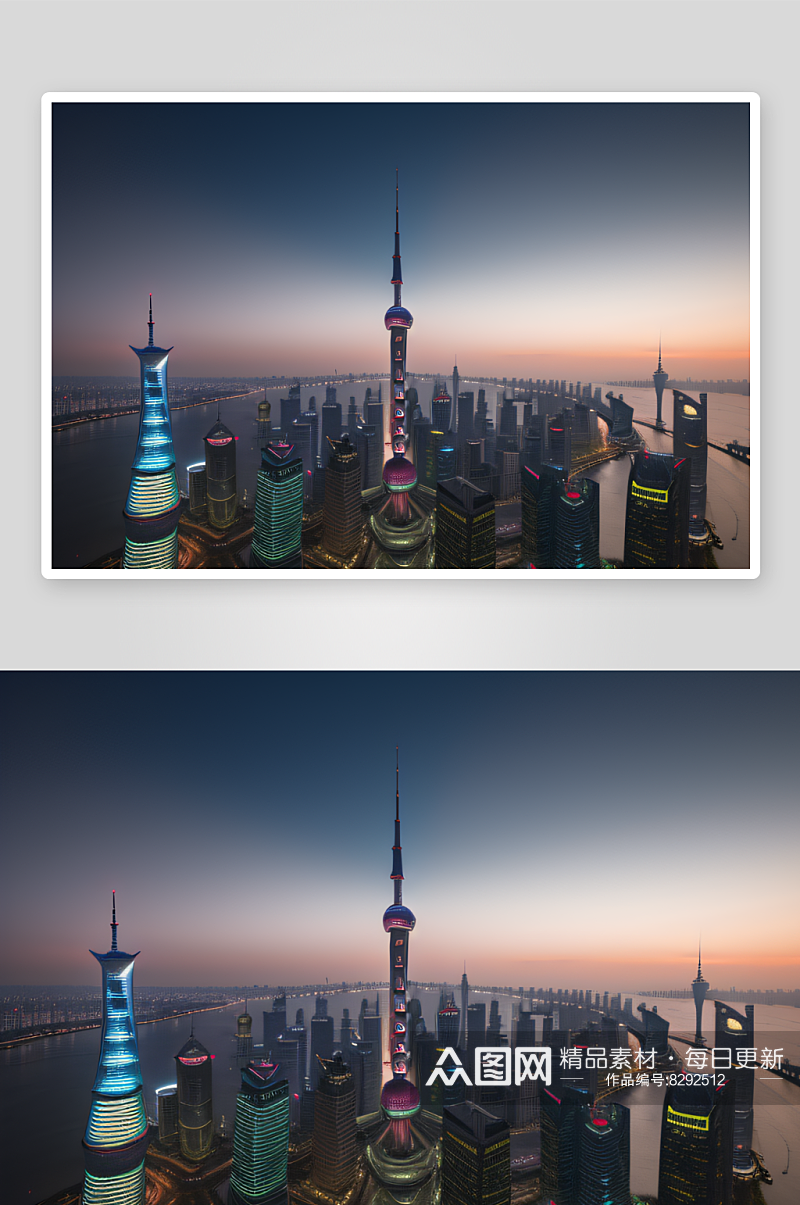 上海地标之一东方明珠塔的壮观造型素材