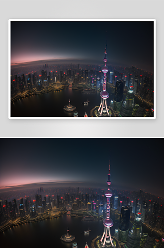 上海地标之一东方明珠塔的壮观造型