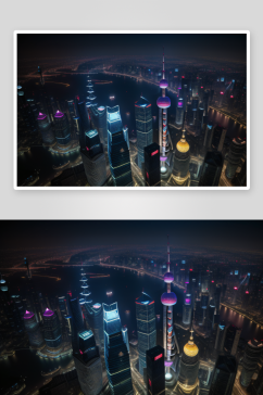 上海地标之一东方明珠塔的壮观造型