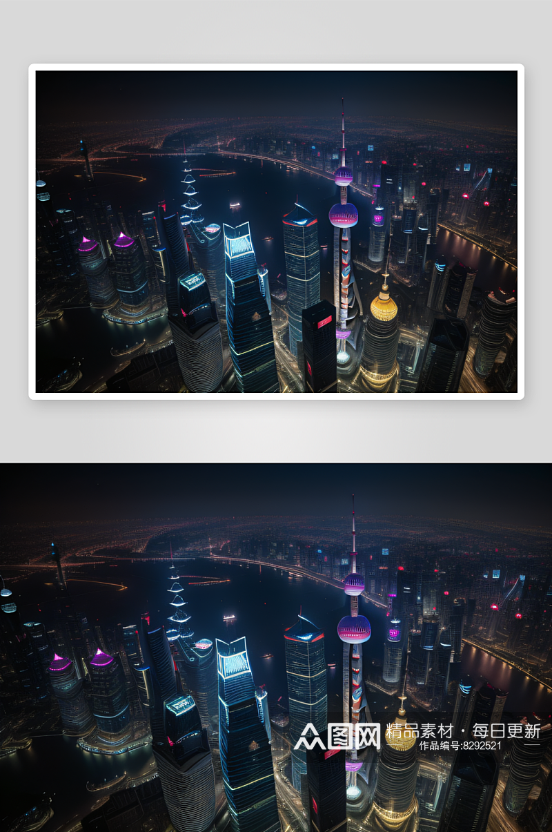上海地标之一东方明珠塔的壮观造型素材