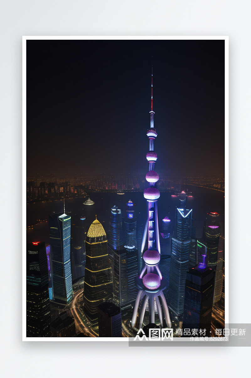 上海东方明珠塔城市地标的璀璨之光素材
