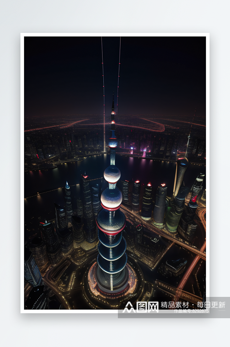 上海东方明珠塔城市地标的璀璨之光素材