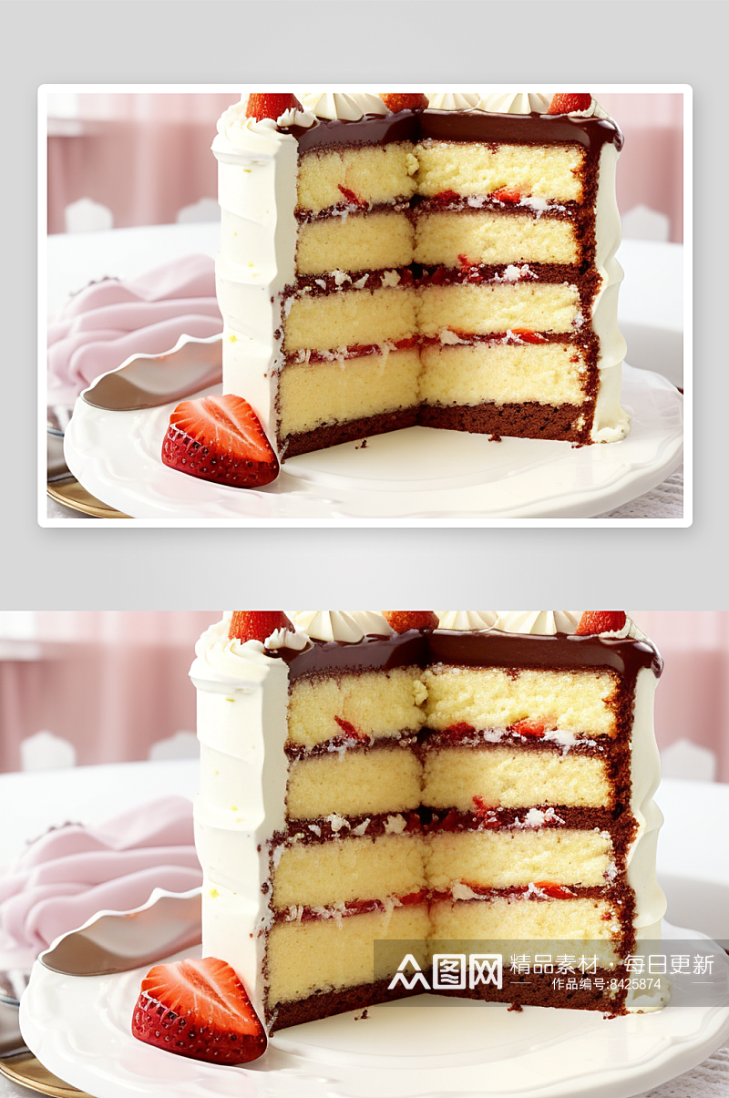 美味诱人的草莓蛋糕制作方法素材