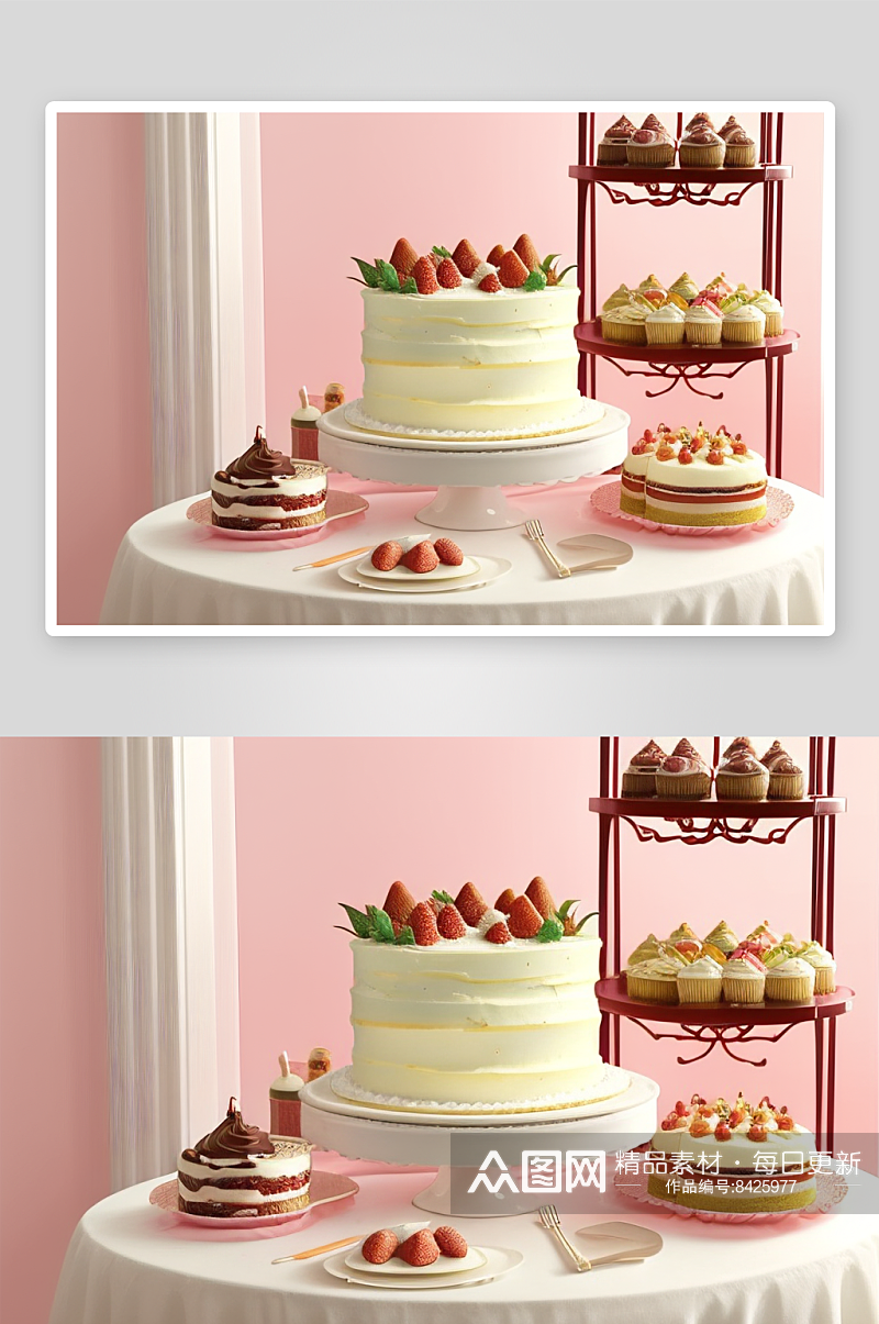 创新口味的草莓蛋糕尝试与探索素材