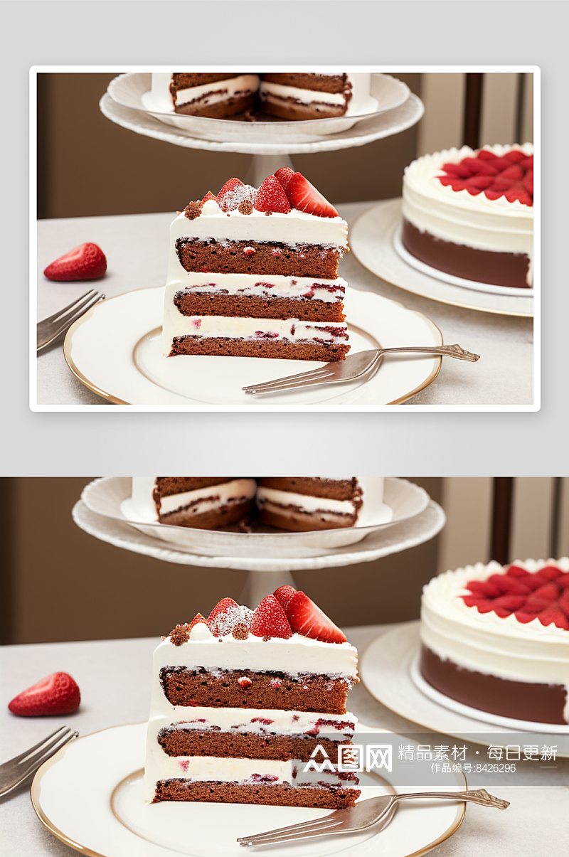轻享下午茶时刻的草莓蛋糕品味素材