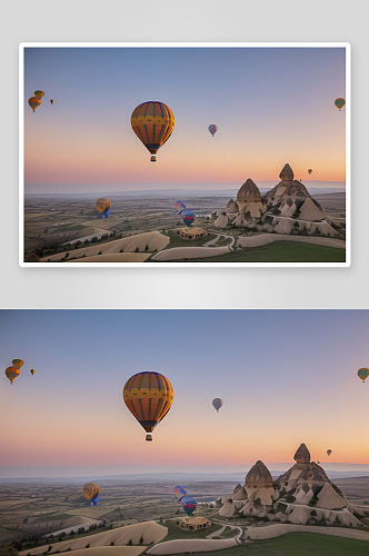 土耳其热气球在天空中留下美好回忆