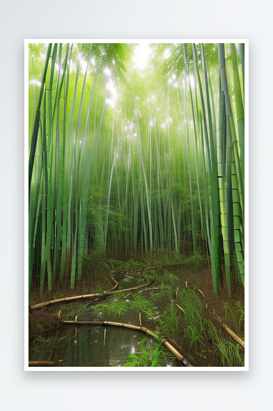 雨后的竹林的美景