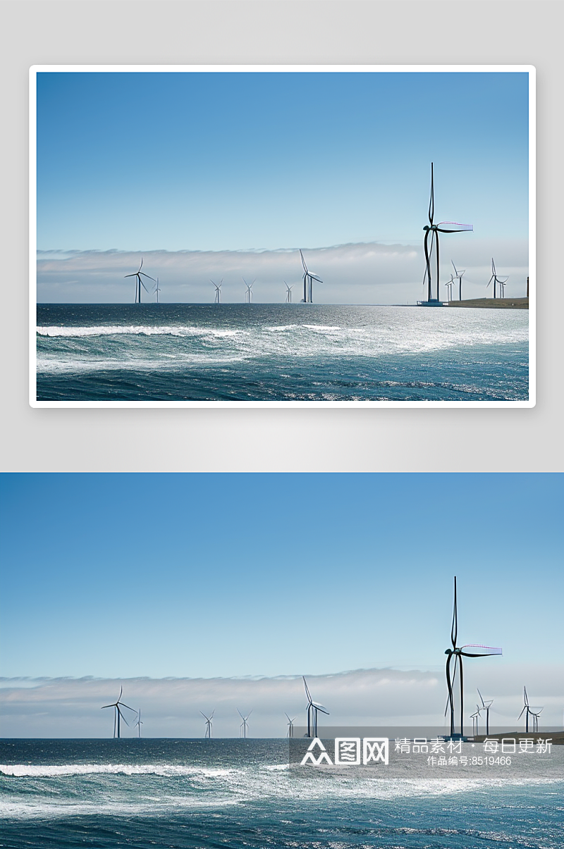 风动海洋大风车的海上探险素材