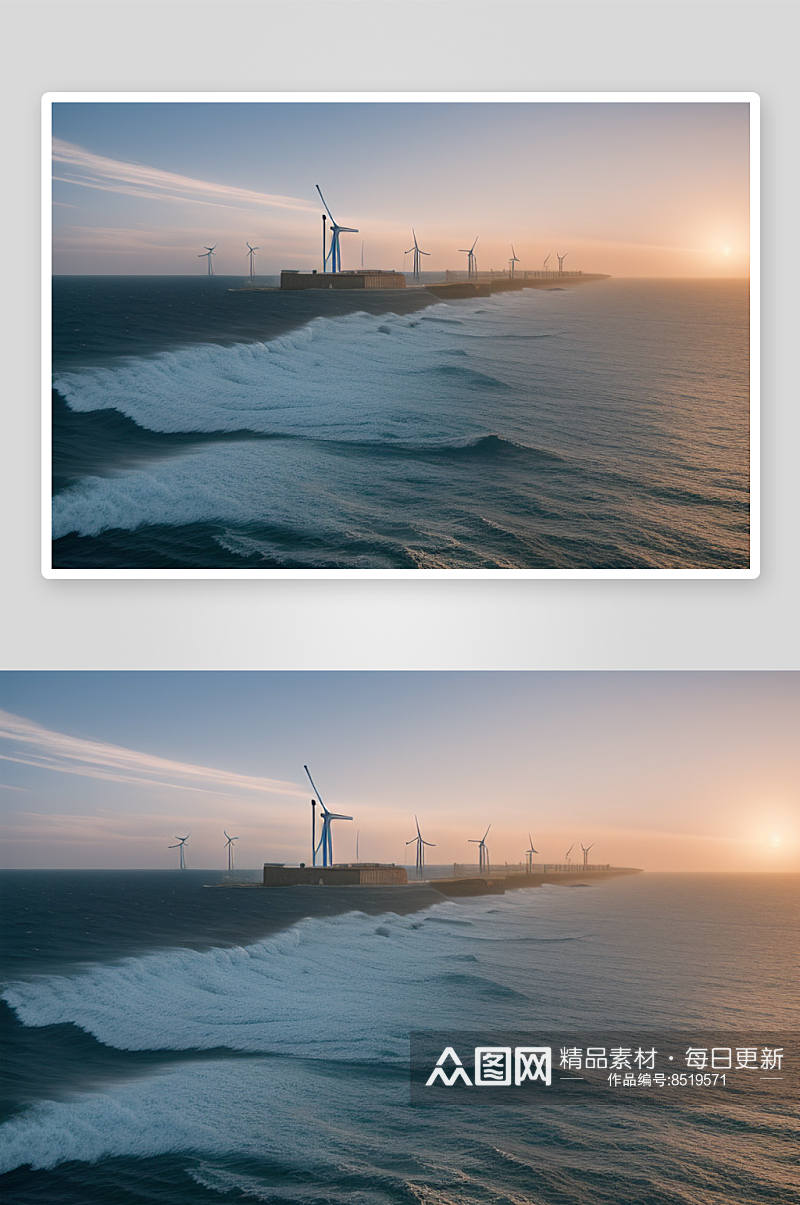 海上风力发电迈向绿色能源的里程碑素材