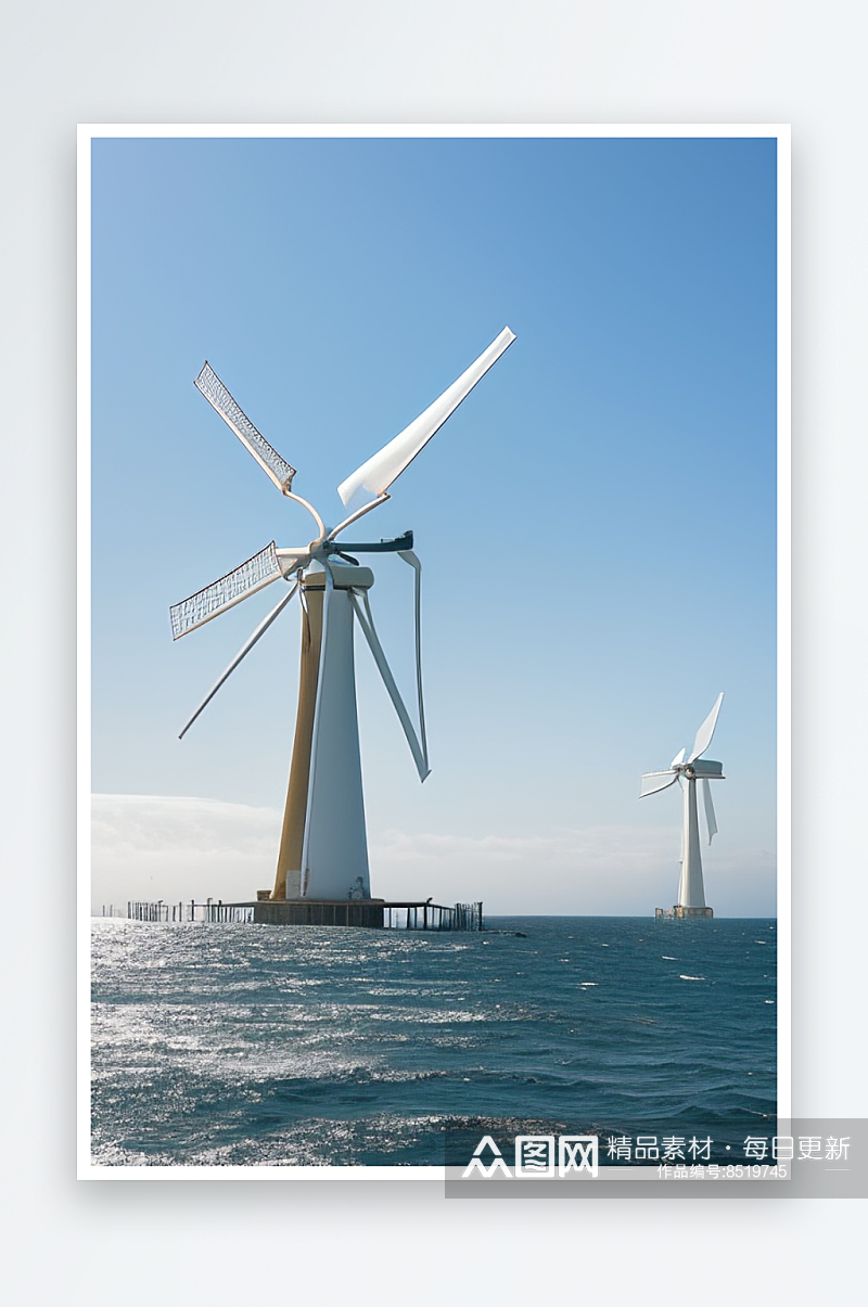 海上能源利器大风车的海洋助力素材