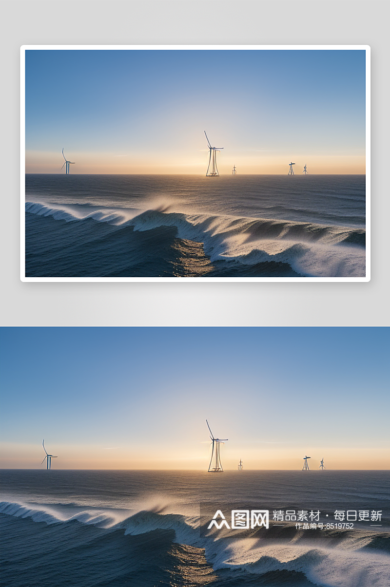 风动未来海上大风车的能源之路素材