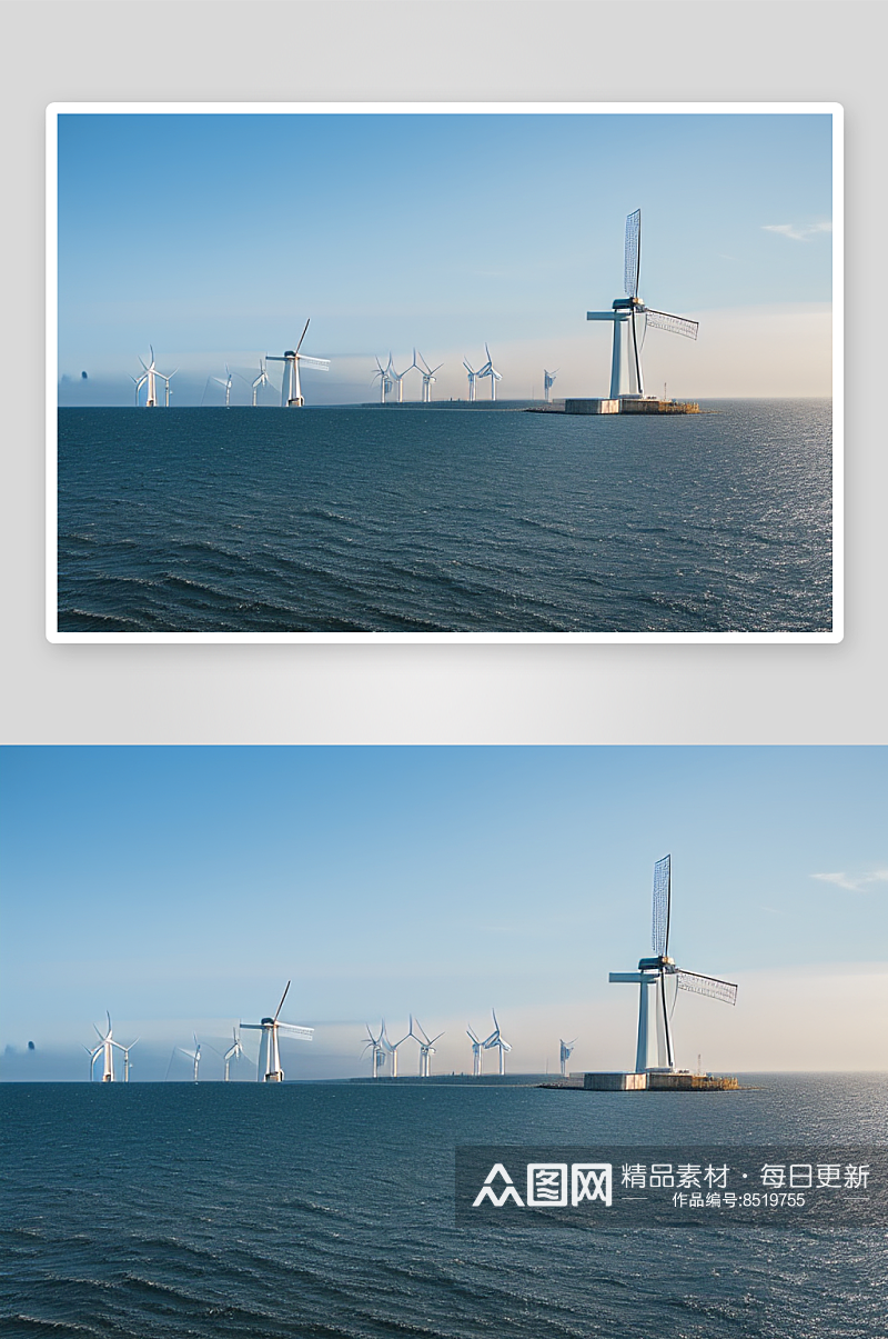 风动未来海上大风车的能源之路素材
