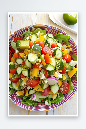 鲜美健康的水果蔬菜沙拉