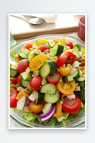 鲜美健康的水果蔬菜沙拉