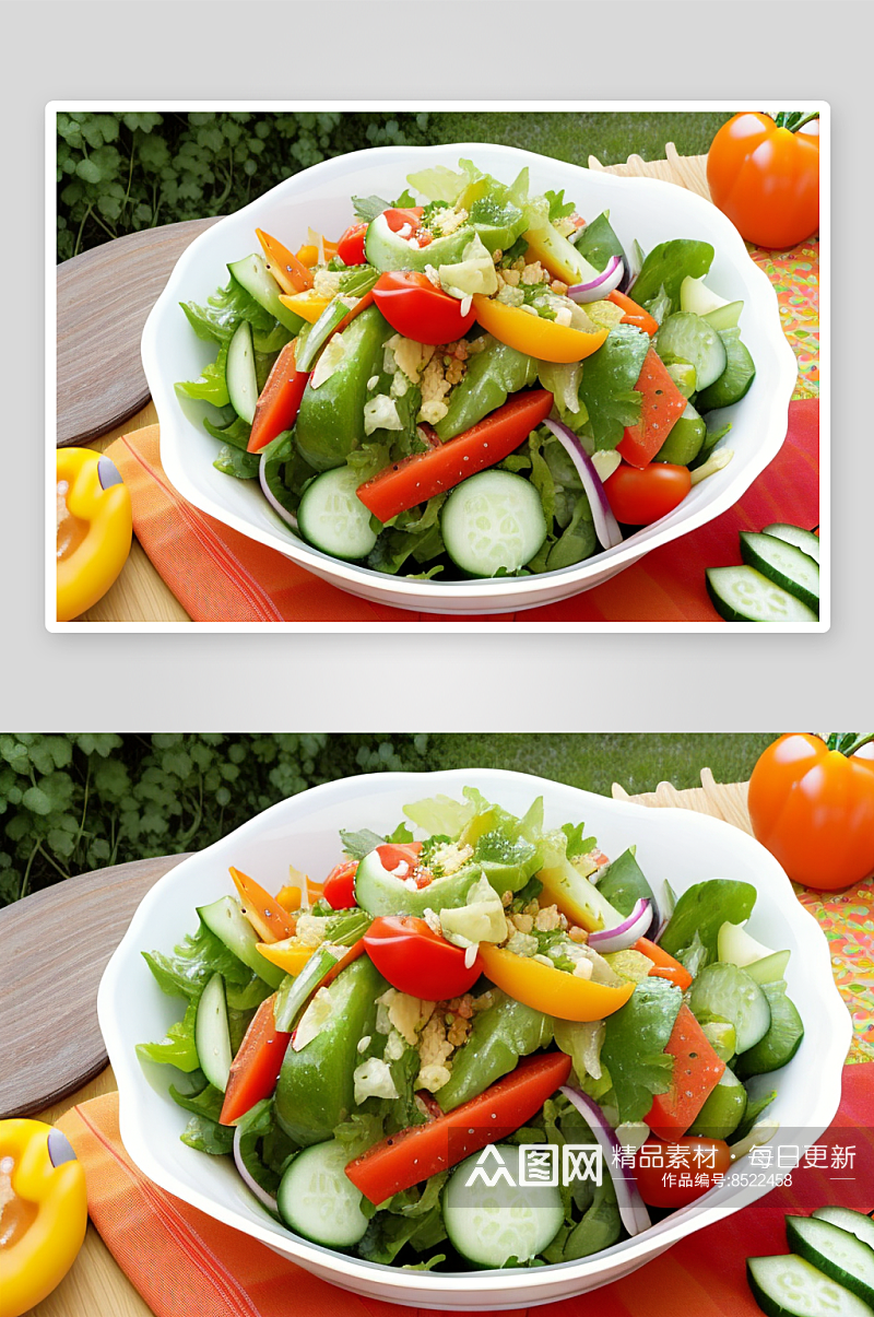 清新爽口的水果蔬菜沙拉素材