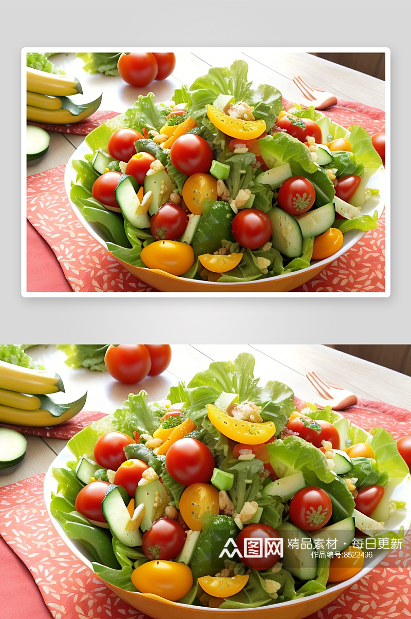 色彩缤纷的水果蔬菜沙拉素材