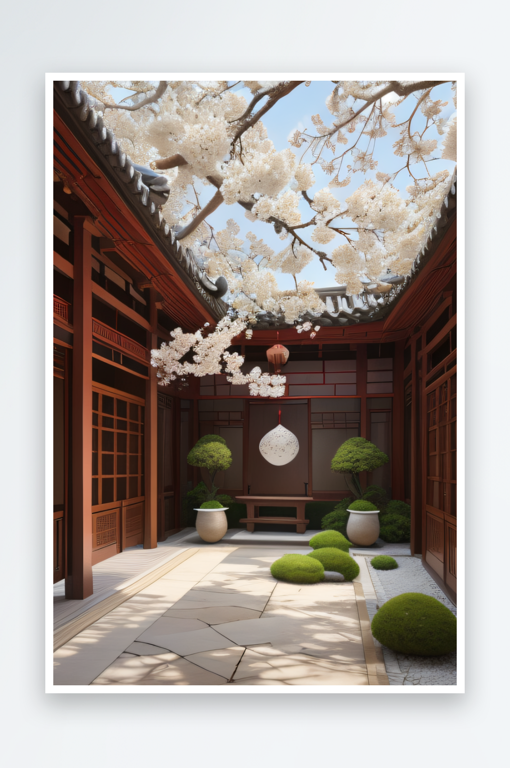 中华木绣球中式庭院的花之王素材