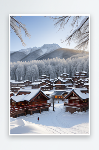 中国雪乡雪景如诗的美丽村庄