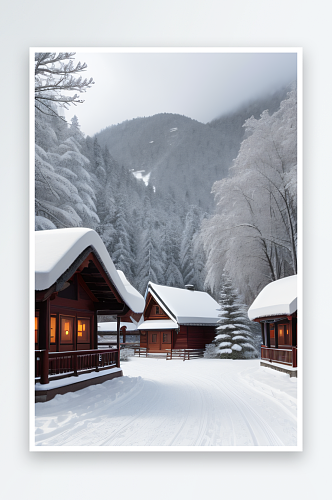 中国雪乡雪景如诗的美丽村庄