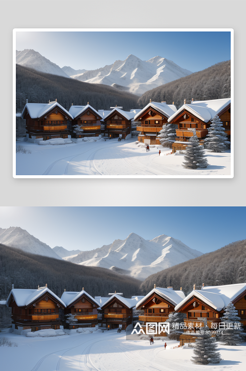 中国雪乡冬日游览的理想之地素材