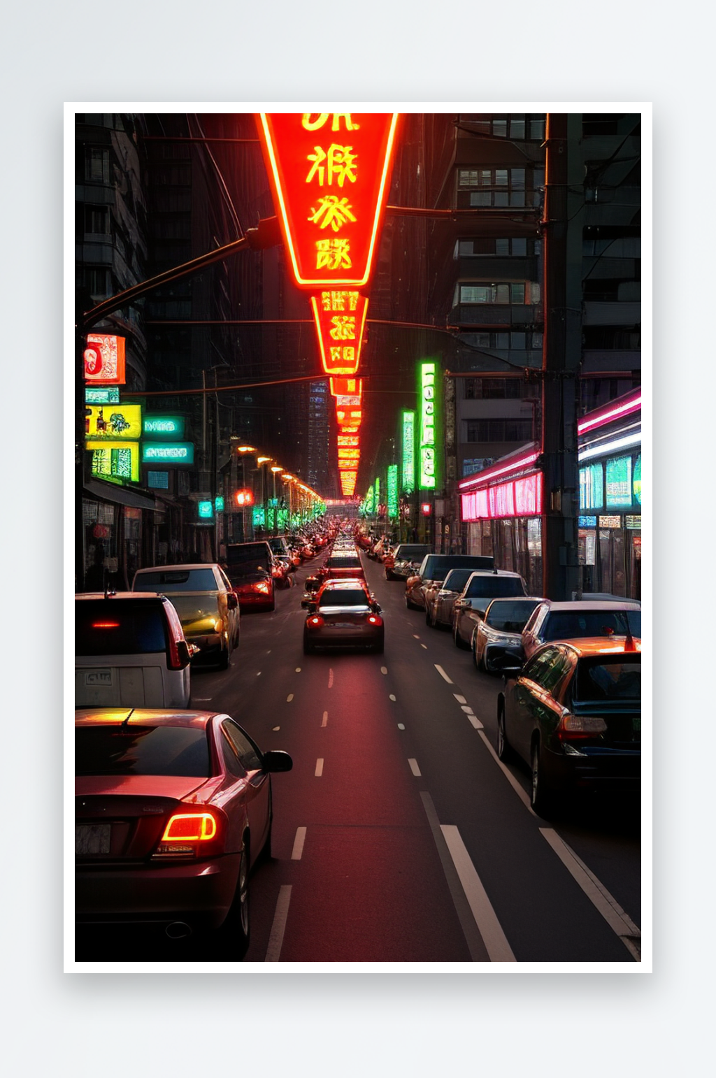 车水马龙的夜晚街景素材