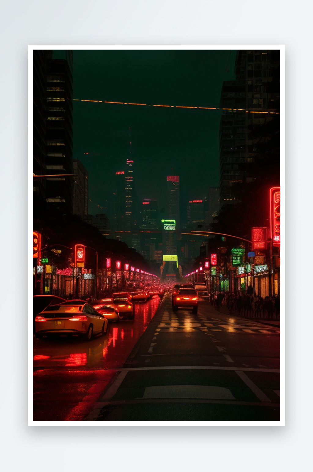 夜晚熙攘街道的车流情景素材