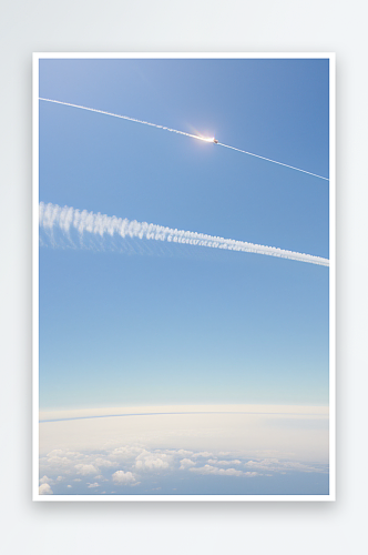 飞机划痕天空的绘画