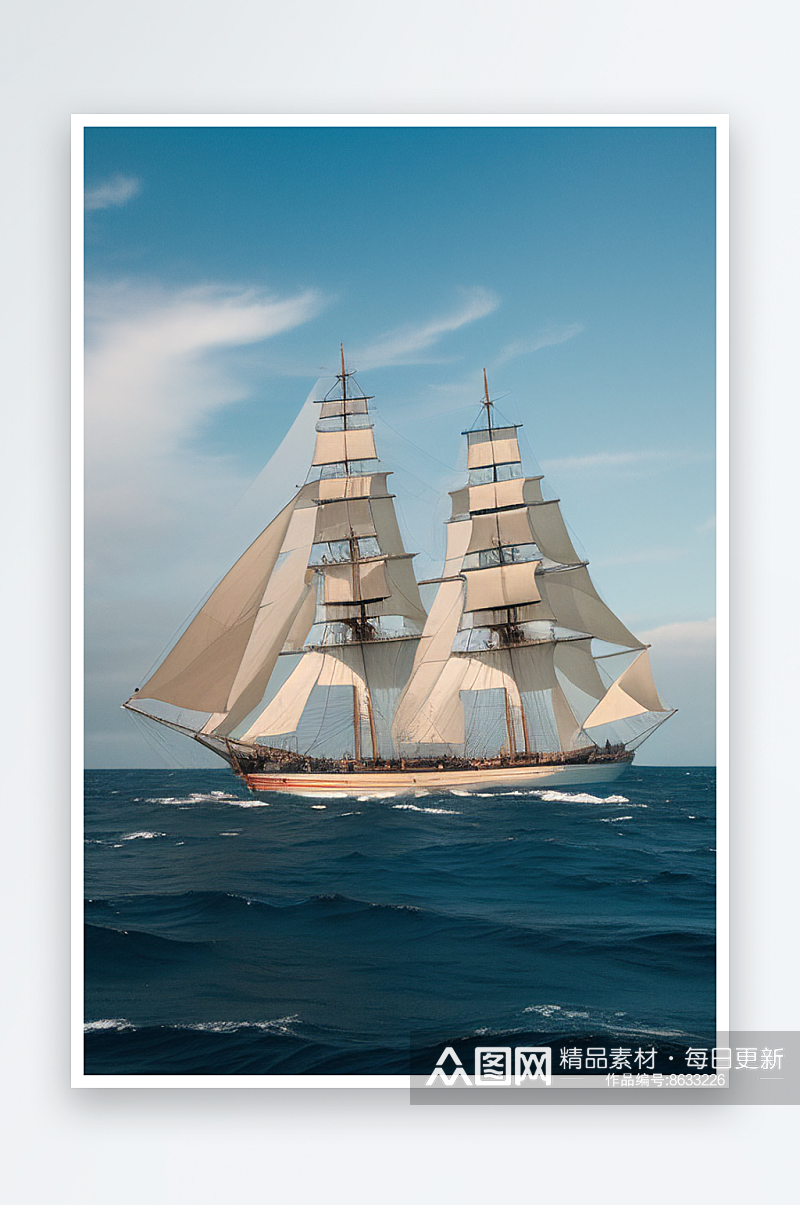 帆船征服海洋的壮丽景象素材
