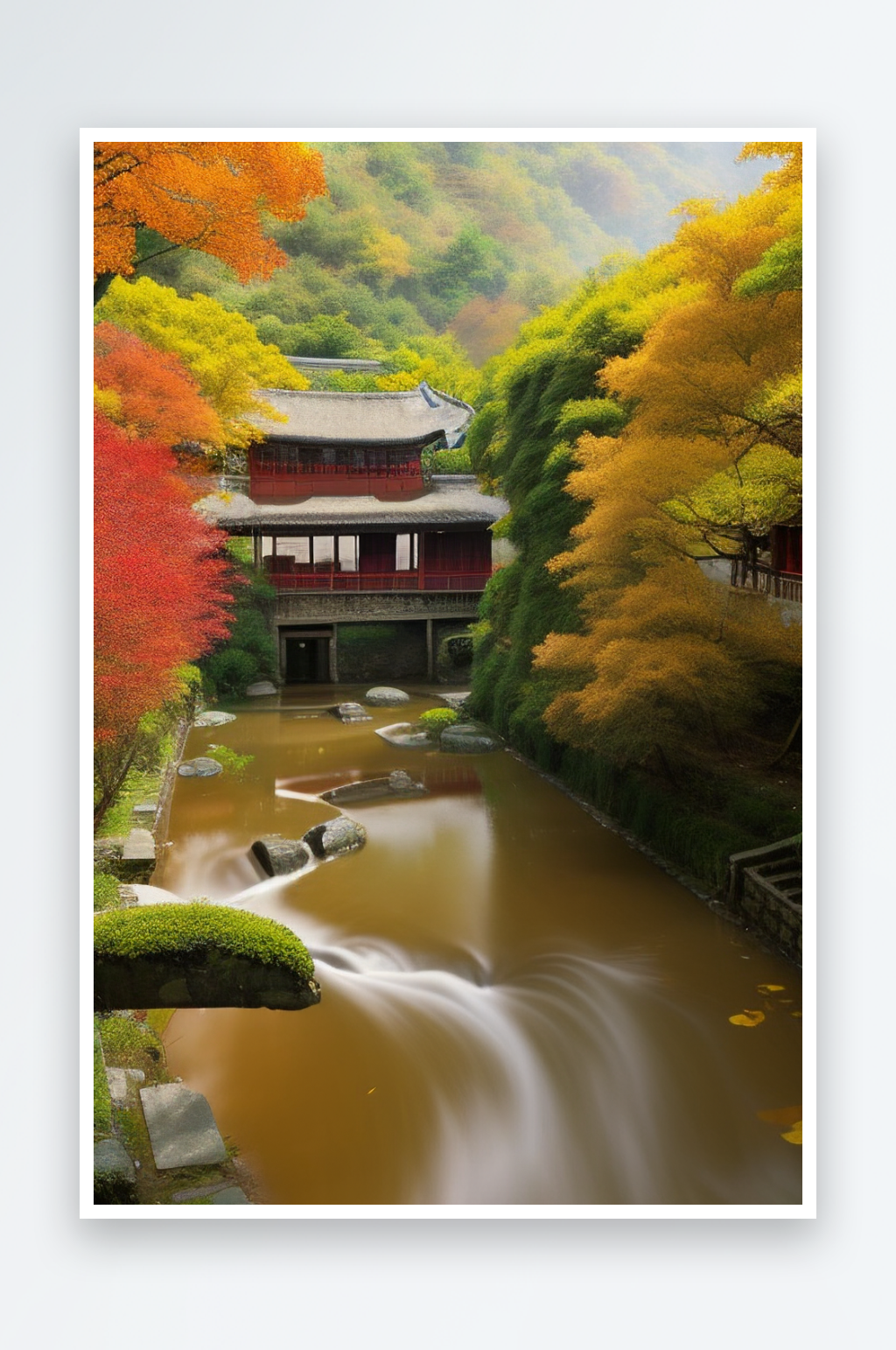 漫步在秋日的风景中素材