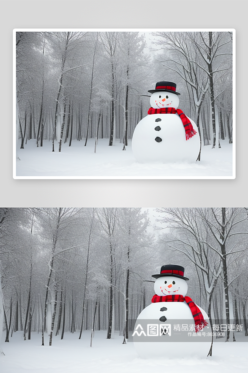 雪人装饰为冬日增添一抹亮色素材