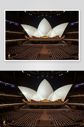 远看悉尼歌剧院的壮观景象