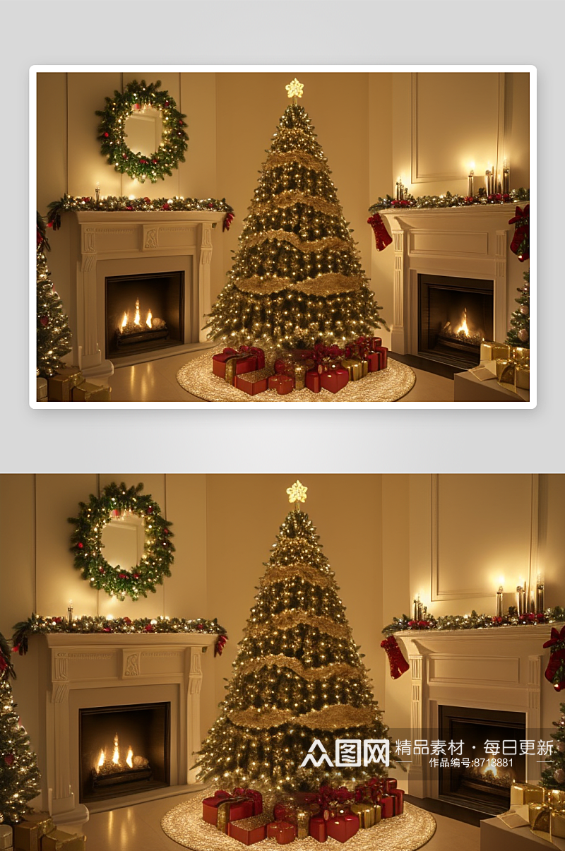 圣诞树的灯光与情感表达素材