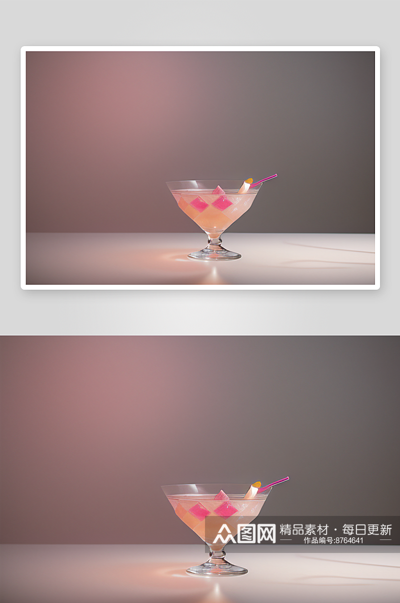 浅粉红色鸡尾酒杯法式粉红色的浪漫氛围素材