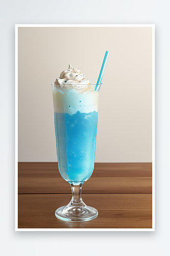 蓝色透明苏打水冰淇淋清凉一夏