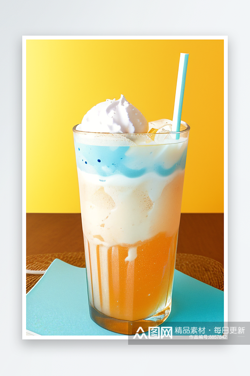 蓝色透明苏打水冰淇淋清凉一夏素材