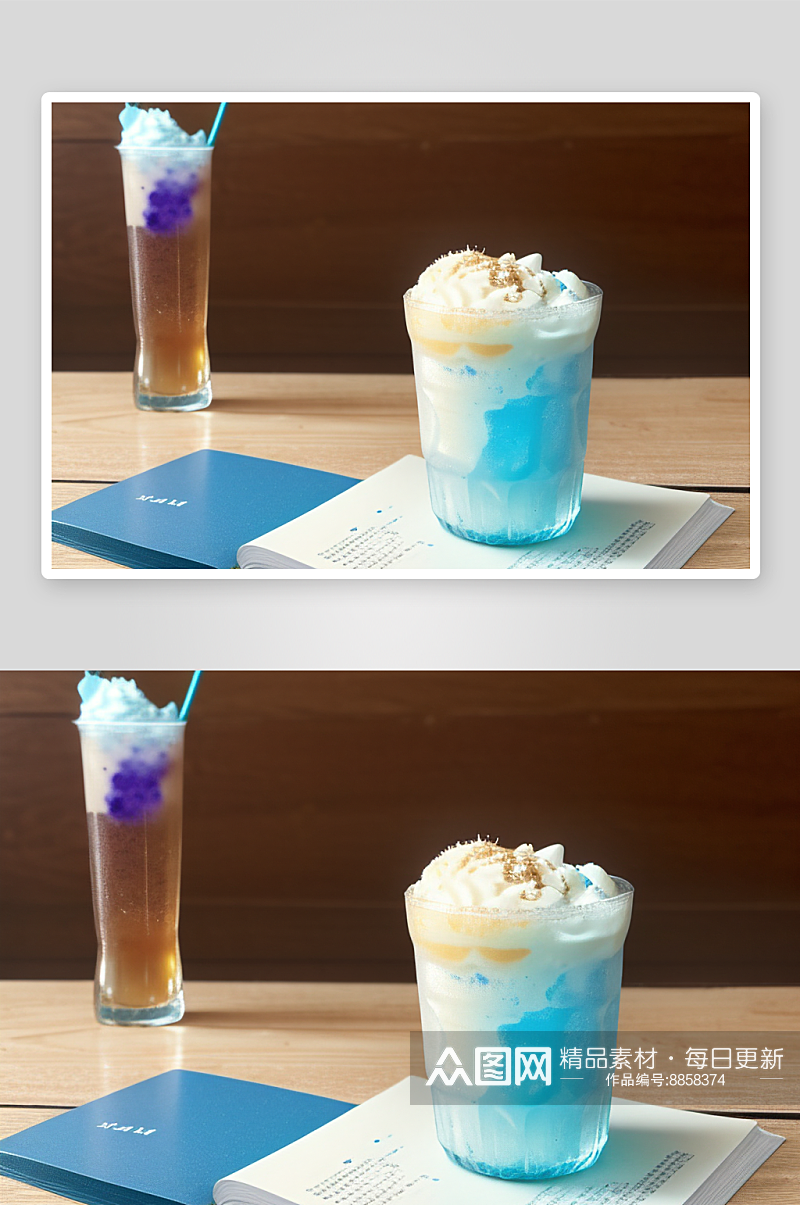 蓝色苏打水冰淇淋清凉一夏的首选素材